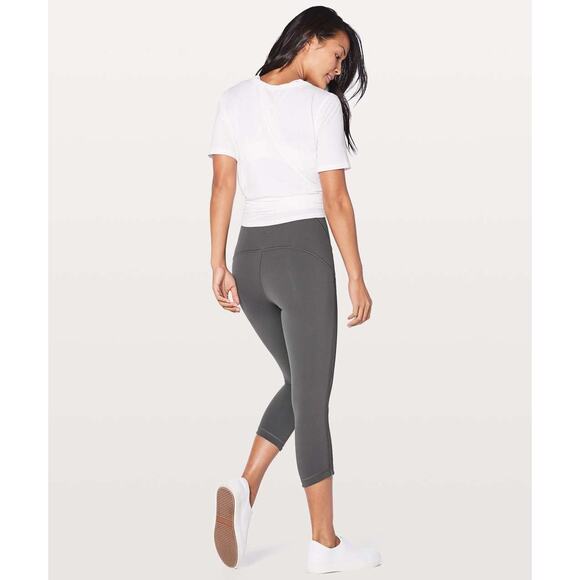 Lululemon Wunder Under Crop Hi Rise Leggings Awaken Full-On Luxtreme Dark Gray 8 - Picture 2 of 8